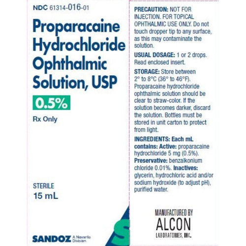 Proparacaine HCl Ophthalmic Solution 0.5% 15mL 1/Bottle (REF)
