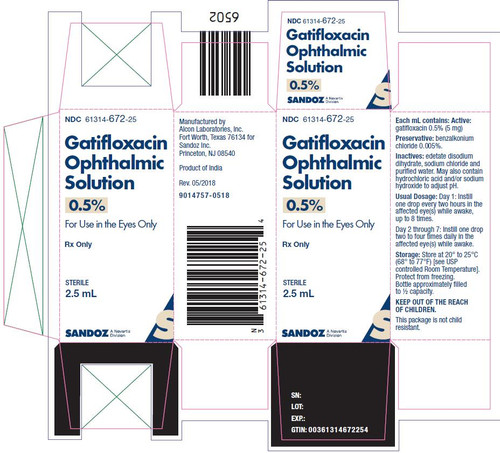 Gatifloxicin Ophth Solution 0.5% 2.5mL 1/bottle