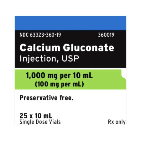 Calcium Gluconate 100mg/mL 10mL 1/SDV