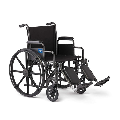 Bariatric Adult Wheelchair, Dual Axle Desk Length Arm, Swing-away Footrest Black Upholstery 22inch Seat Width 450LBS 1/each