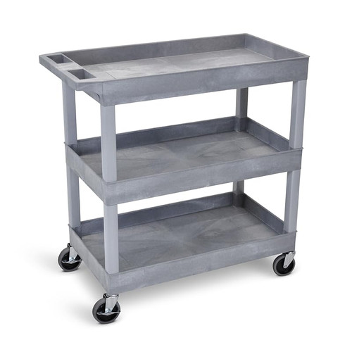 Tubstr 3-Tier Rolling Utility Cart with Wheels | Supports 300 lbs. Total | Heavy-Duty Capacity for Garage Storage, Office Spaces, & Kitchen Use | Durable Tool Cart with Locking Wheels (32 x 18)