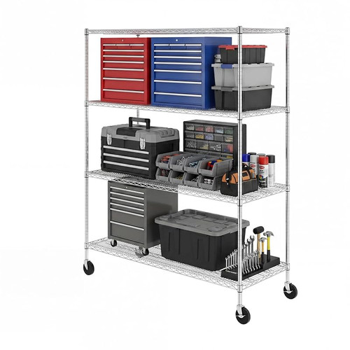 SafeRacks 5-Tier Steel Tote Rack - Maximize Space, Declutter, Organization, NSF Certified, Bin Storage for Garage, Pantry, Kitchen, Workspace, 5 Shelves, 31″ x 23″ x 68″ (Silver, 1 Pack) 1/EA