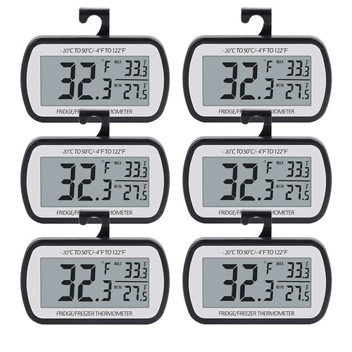 Refrigerator Thermometer Waterproof Fridge and Freezer Thermometer Digital Large LCD Screen Thermometer for Refrigerator with Stand and Magnetic Back 2pck with Screwdriver-1/EA