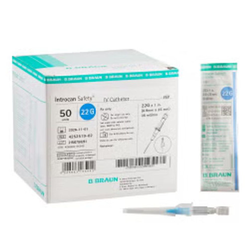 Peripheral IV Catheter Introcan Safety 22g 1" Sliding Ndl 50/Box