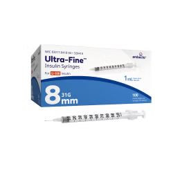 Standard Insulin Syringe with Needle Ultra-Fine 0.3 mL 15/64" 31G NonSafety Regular Wall 100/Box