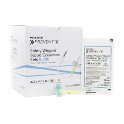 McKesson Prevent® G Blood Collection Set 23 Gauge 3/4 Inch Needle Length Safety Needle 12 Inch Tubing Sterile 50/Box