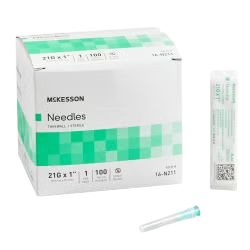 Hypodermic Needle Without Safety 21 Gauge 1 Inch 100/bx