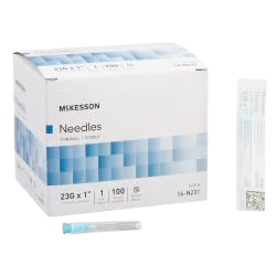 Hypodermic Needle 1" Length 23g Thin Wall Without Safety100/Box