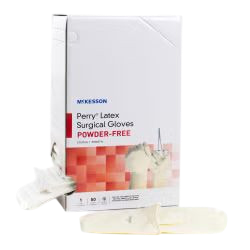 Surgical Glove Size 8.5 Sterile Latex Cuff Length Smooth Cream 50/Box