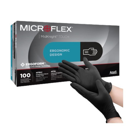 Exam Glove 93-733 Small NonSterile Nitrile Standard Cuff Length Textured Fingertips Black Not Rated 100/Box