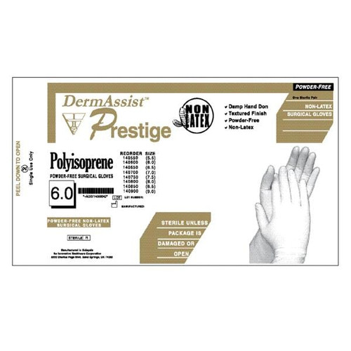 Surgical Gloves DermAssist Size 7.5 Sterile Latex Cuff Length Smooth Ivory Not Chemo Approved 200/Case