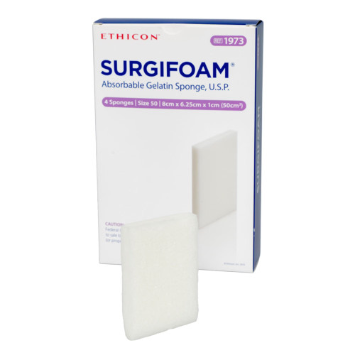 Gelatin Sponge Surgifoam 8x12.25cm 10mm Sterile 1/EA