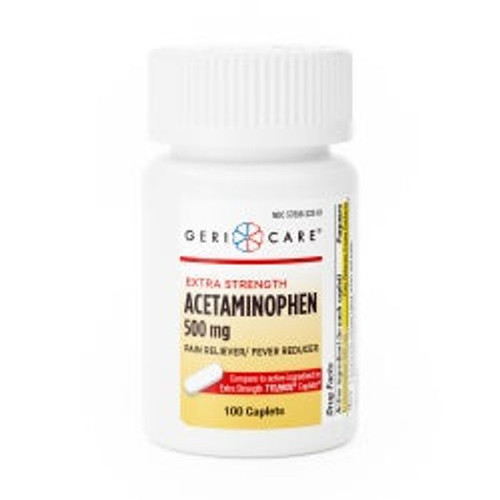 Acetaminophen Tylenol Pain Reliever/Fever Reducer 500mg Caplets Extra Strength Industrial Pack 50x2/Box
