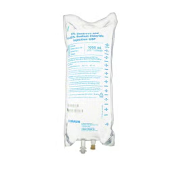 Dextrose 5% / Sod Chloride .45% IV Injection Solution (DEHP) 500mL 24/Flex Bag