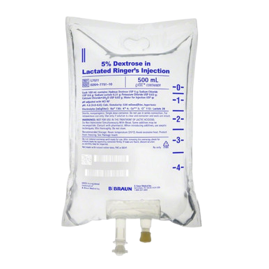 Lactated Ringer's / Dextrose IV Solution 5% 500mL 24/Flex Cont