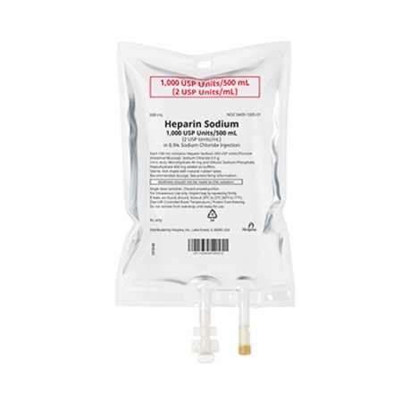 Heparin Sodium- NaCL 0.9% 1000U/mL 500mL 20/Bags