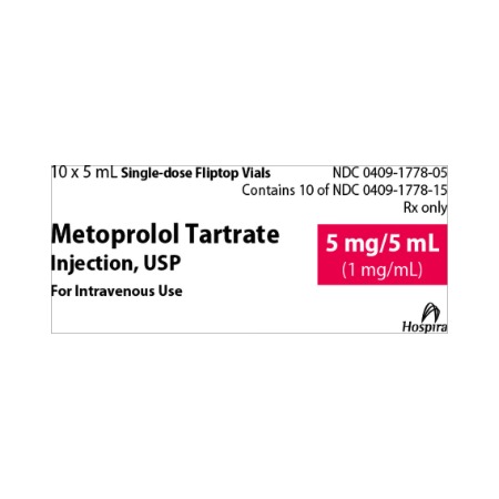 Metoprolol Tartrate IV Solution 1mg/mL 5mL 10/SDV — Hospira, Inc.