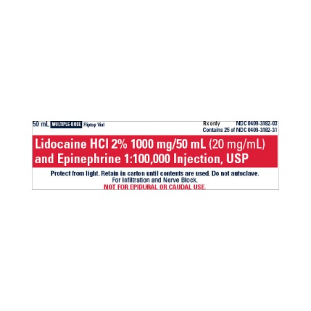 Lidocaine/Epi 2% 1:100000 50mL 25/MDV