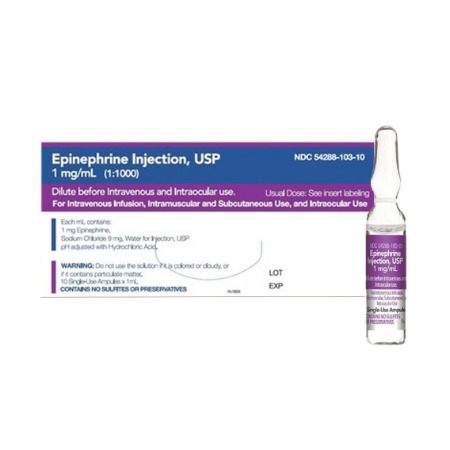Epinephrine (1:1,000) 1mg/ml 1mL 10/Amp (PF) (SF)