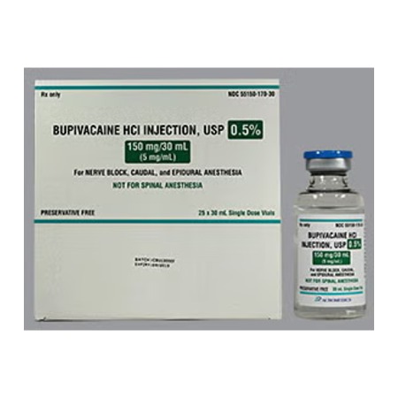 Bupivacaine HCl (PF) 0.5% 30mL 25/SDV
