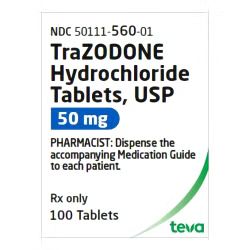 Trazodone HCl 50mg Tablets 100/bottle