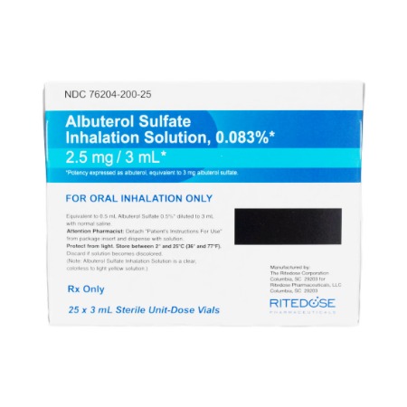 Albuterol Sulfate Inh. Nebulization Sol. (2.5mg/3mL) 0.083% 3mL 25/Plastic Cont.