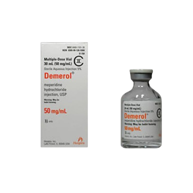 Demerol Meperidine Injection Solution 50mg/mL 1mL 10/Syringe