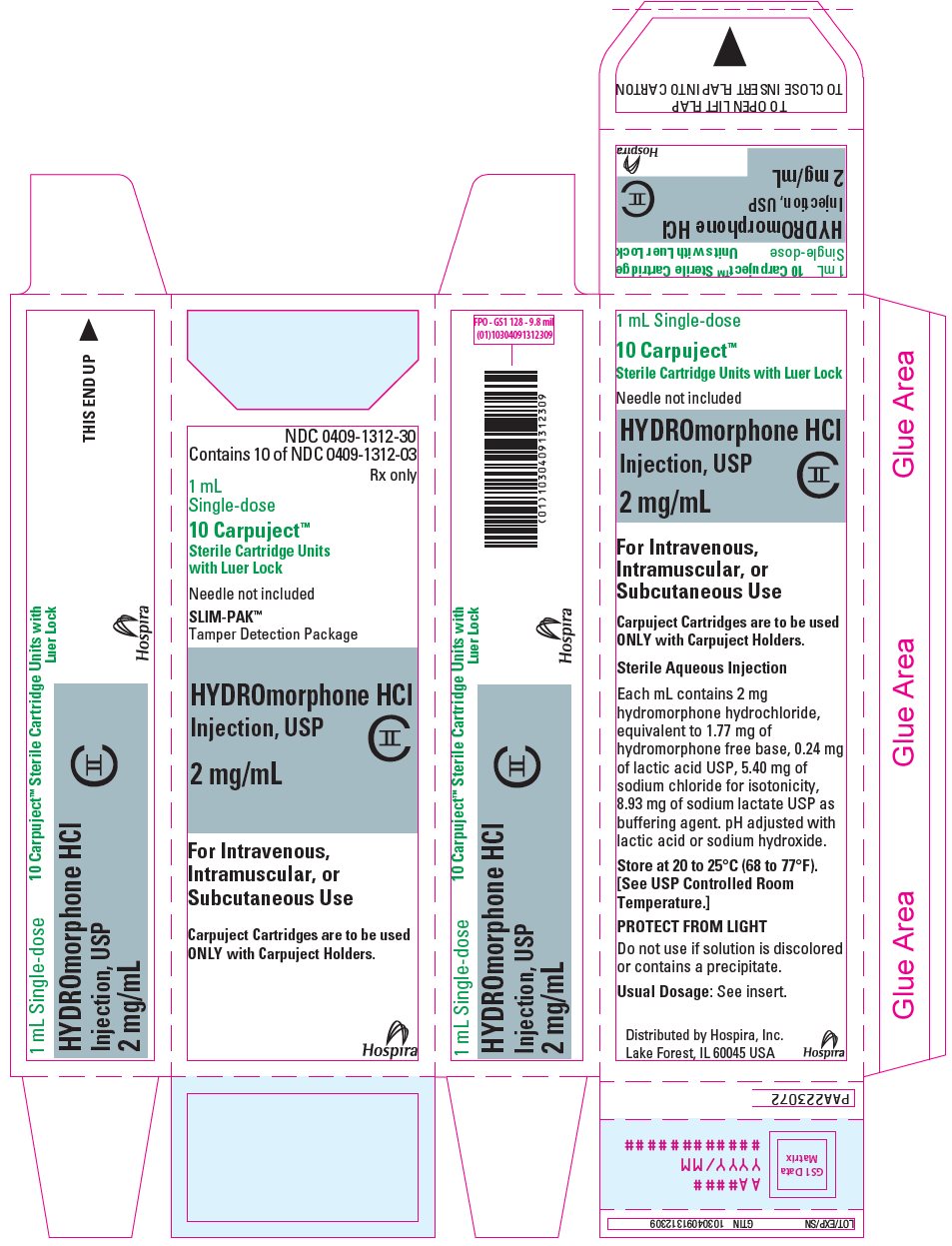 Hydromorphone 2mg/mL 1mL (PF) Syringe 10/Bx