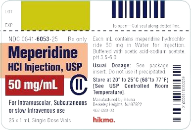 Meperidine HCl 25mg/mL 1mL 25/SDV