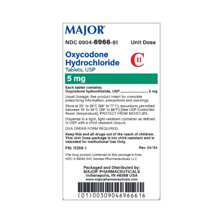 Oxycodone HCL 5mg Tablets 100/Box UD