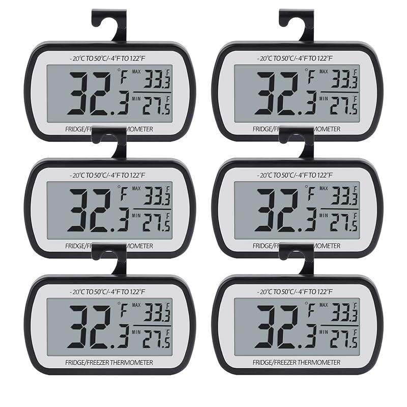 Refrigerator Thermometer Waterproof Fridge and Freezer Thermometer Digital Large LCD Screen Thermometer for Refrigerator with Stand and Magnetic Back 2pck with Screwdriver-1/EA