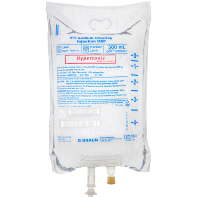 Sodium Chloride 5% 500mL Hypertonic IV Solution Replacement Bag 1/Ea