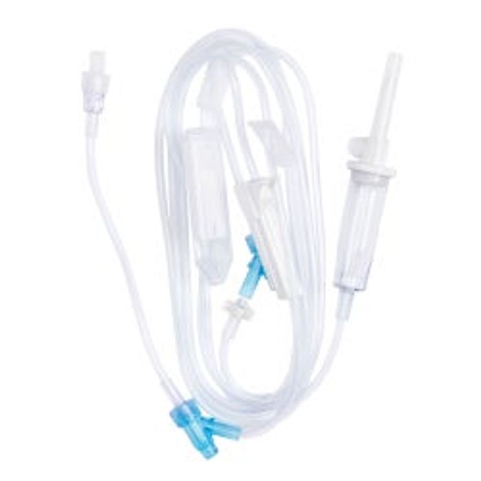 Primary IV Administration Set Gravity 2 Ports 15 Drops/mL Drip Rate Without Filter 104" Tubing Solution Without Flow Regulator 50/Case