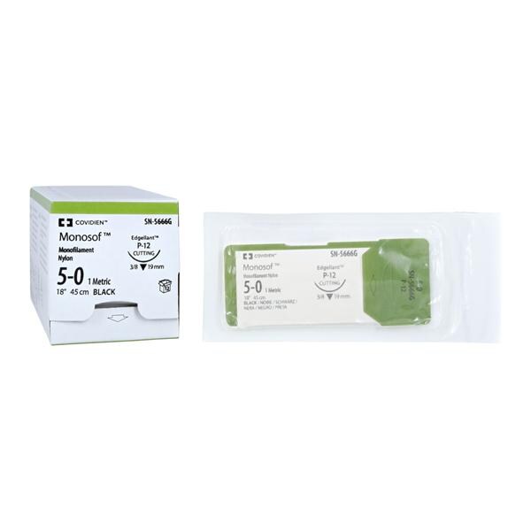 Nonabsorbable Suture with Needle Monosof Nylon P-12 3/8 Circle Precision Reverse Cutting Needle Size 5-0 Monofilament 12/Box