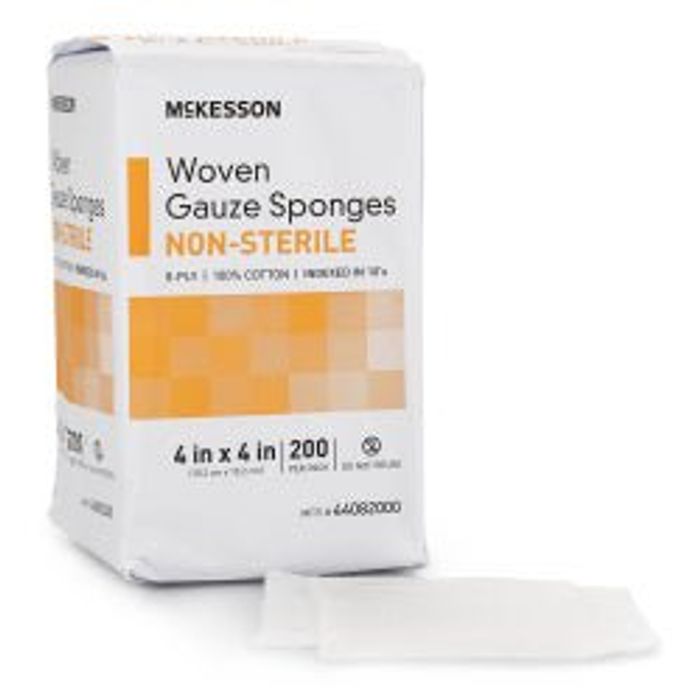 Basic Care 100% Woven Cotton Gauze Sponge 4x4" 12 Ply Non-Sterile 200/bg
