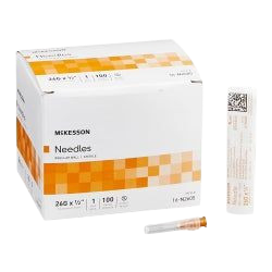 Hypodermic Needle NonSafety 26 Gauge 1/2 Inch Length 100/Box