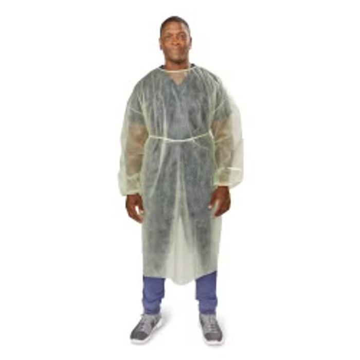 Protective Procedure Gown One Size Fits Most Blue NonSterile AAMI Level 2 Disposable 75/Case