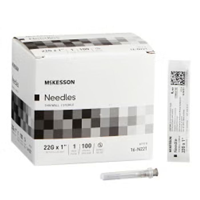 Hypodermic Needle 22Gx1" Black 100/Box