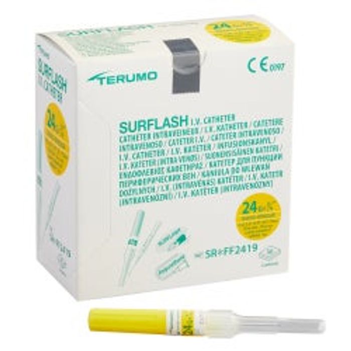 Peripheral IV Catheter SurFlash 24G 3/4" w/out Safety 50/Box