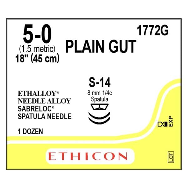 Suture 5-0 18in Gut Plain Und Mono DA S-14S-14 (12/Box)