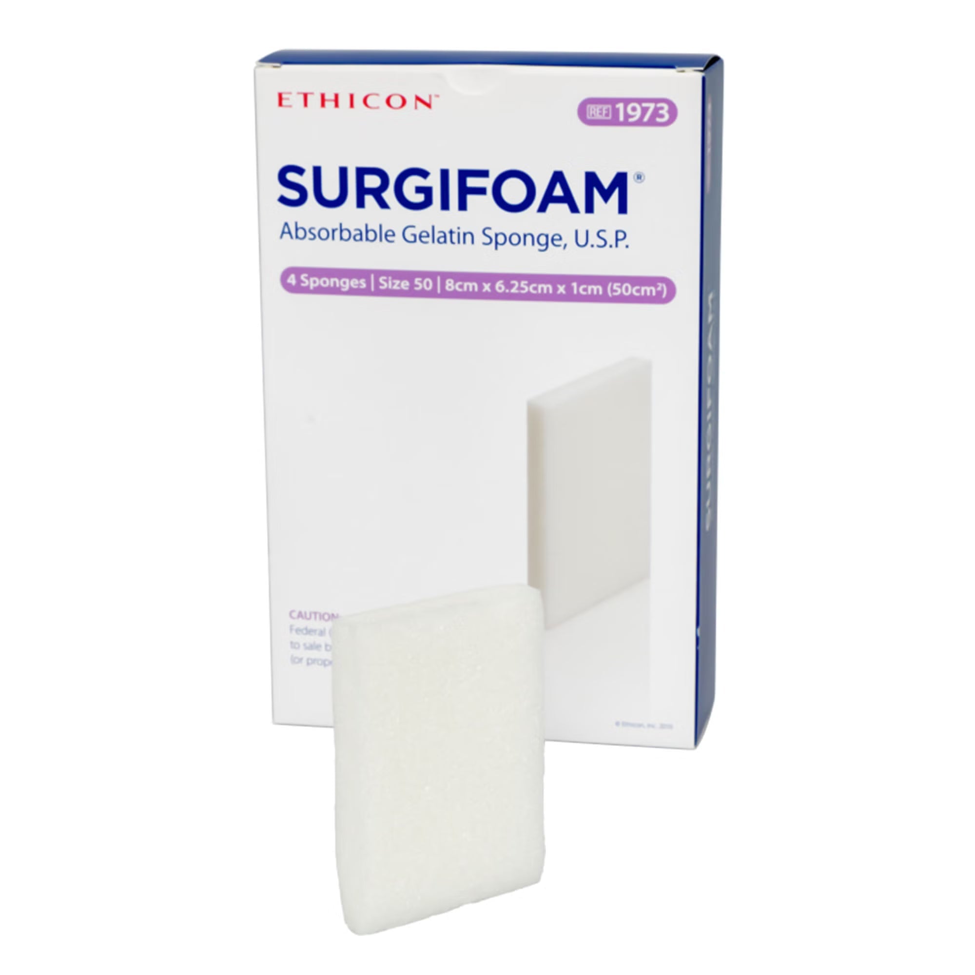 Gelatin Sponge Surgifoam 8x12.25cm 10mm Sterile 1/EA