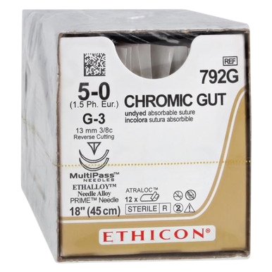 Suture, Micropoint Reverse Cutting, Size 5-0, 18", Needle G-3,G-3, 3/8 Circle, 12/Box