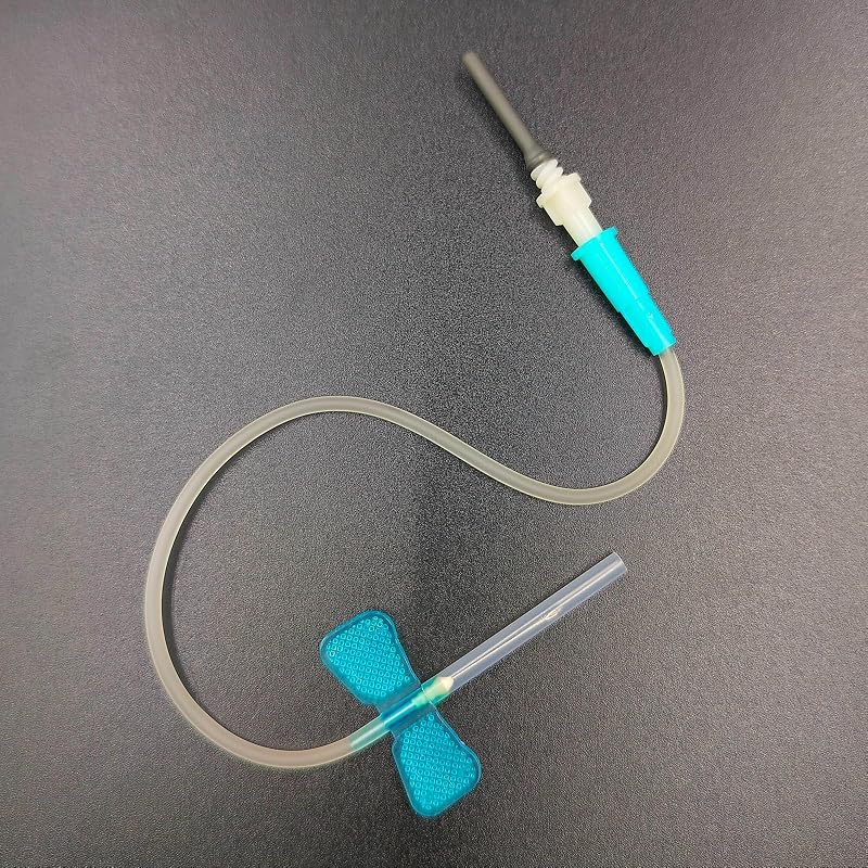 Blood Collection Set Needle 23g 3/4" 12" Tubing Winged Blue Safety Shield With Adapter Sterile 50/Box