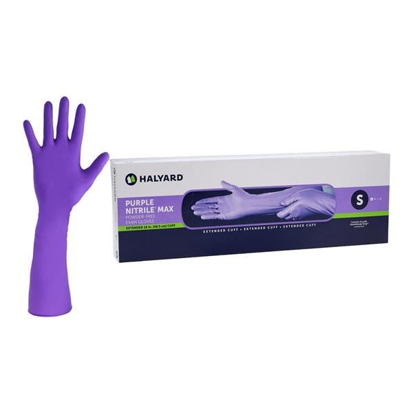 Exam Glove Purple Nitrile Max™ Small NonSterile Nitrile Extended Cuff Length Fully Textured Purple Not Rated 50/Box