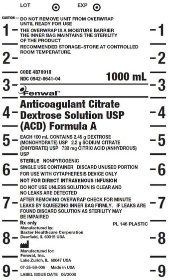 Citrate Dextrose Anticoagulant IV Solution 1000mL 14/Flex Bag