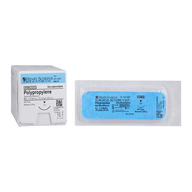 Suture Polypropylene Monofilament 4-0 18" Non-Absorbable C-6 Reverse Cutting 3/8 Circle Needle 18mm Uncoated Blue 12/Box