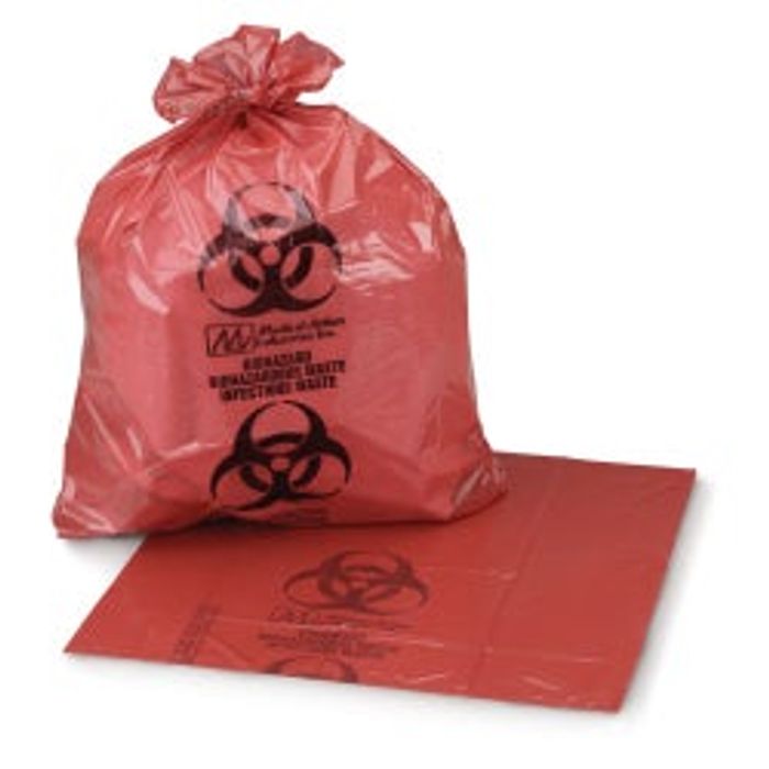 Biohazard Waste Bag 7 to 10 gal. Red Bag Polyethylene 23" X 23" 400/Case