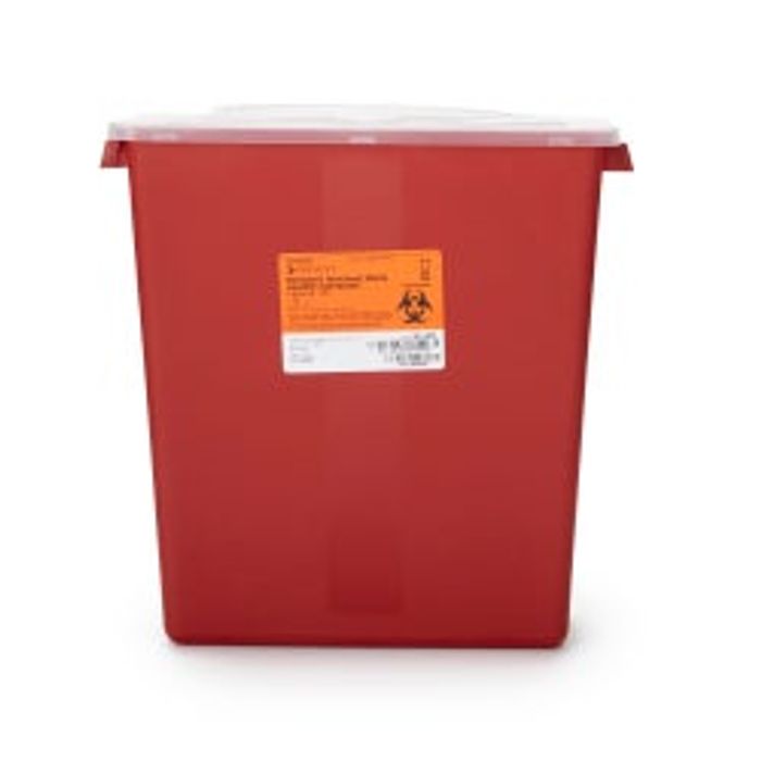 Sharps Containers 3 Gal. Translucent/Red/Black 12-1/2x13-1/2x6" Flat Lockable Sliding Lid 1/Each