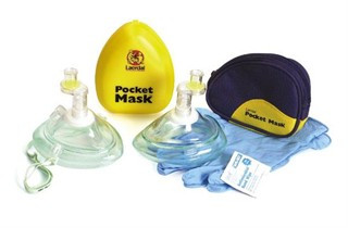 Mask CPR Adult Pocket With O2 Inlet/Strap/Gloves/Wipe 1/Ea