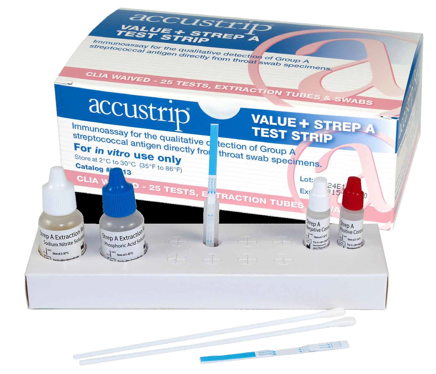 Accustrip Strep A Value+ Strep A Test Strip CLIA Waived 25/Box